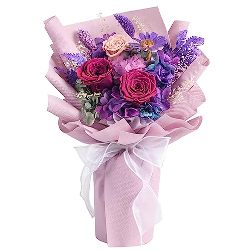 lovenfold Flowers for Delivery Prime,Preserved Flowers Bouquets,Purple Rose Bouquets That Last 1-3 Years,Gift for Her: Birthday Christmas Valentine's Day Mother's Day, Room Decorations