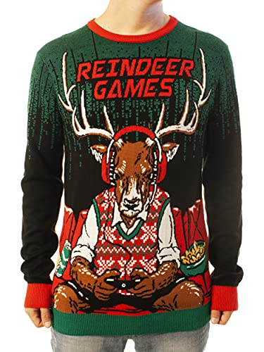 Ugly Christmas Party Knitted Ugly Christmas Sweater for Men and Women - Reindeer Games-XL Reindeer Games Black