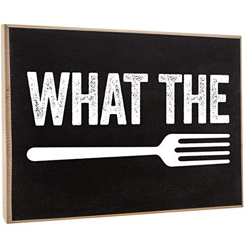 What The Fork - Decor Wooden Sign - Funny Kitchen Signs - Cute Little Signs with Sayings - Funny Kitchen Decor Must Haves for Kitchen, Dining Room Women & Men - Hilarious Gift for Her