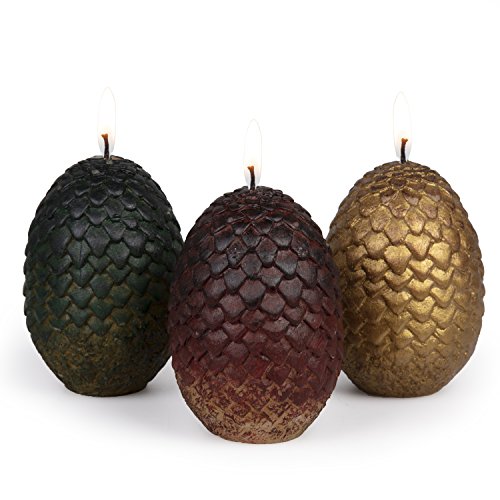 Game of Thrones Dragon Egg Replica Candles, Set of 3 - Great Gift for GoT & House of The Dragon Fans, Men, Women, Father's Day - Officially Licensed - Unscented, 2 1/2' Each