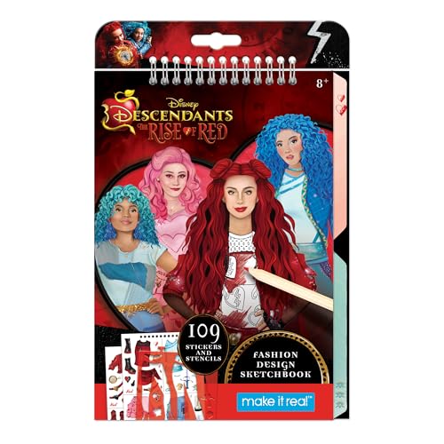 Make It Real: Descendants 4 Rise of Red Fashion Design Sketchbook - Includes 109 Stickers & Stencils, Style Models, Disney, Girls & Kids Ages 8+