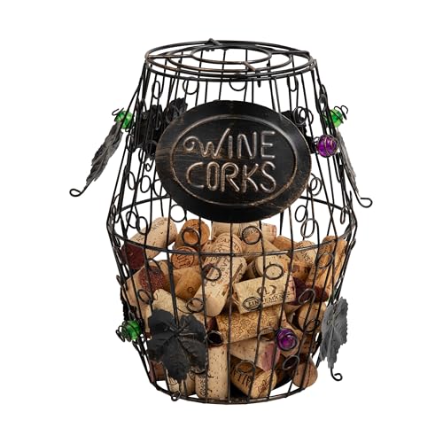 Mind Reader Decorative Wine Cork Barrel, 6.5'L x 6.5'W x 9.5'H, Black