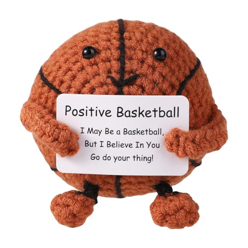 TOYMIS Positive Basketball, Crochet Basketball Knitted Basketball Positive Knitted Doll Emotional Support Basketball Positive Crochet Item Emotional Support Gift for Kids Adults