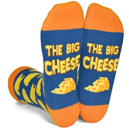 Funny Cheese Gifts Unisex Novelty Cheese Crew Socks Boss Gifts Food Gifts for Cheese Lover