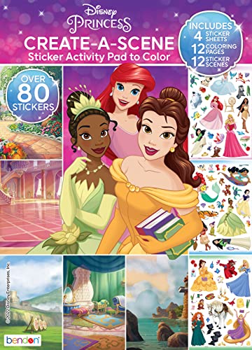 Disney Princess Create-A-Scene Over 80 Stickers Activity Pad to Color