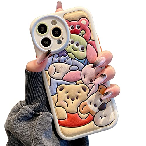 NATEROSO Compatible for iPhone 15 Pro Cartoon Case, Kawaii Cute Case Zoo Silicone 3D Cover Strap Soft TPU Shockproof Protective for Kids Girls and Womens