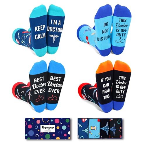 HAPPYPOP Funny Doctor Gifts for Men Women - Doctor Day Gifts Bulk Gifts for Doctor Male Female Doctor Retirement Gifts, Novelty Doctor Socks for Men Women