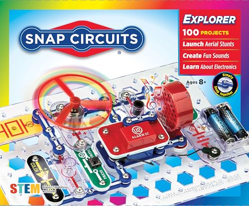 Snap Circuits Jr. SC-100 Electronics Exploration Kit, Over 100 Projects, Full Color Project Manual, 28 Parts, STEM Educational Toy for Kids 8 +