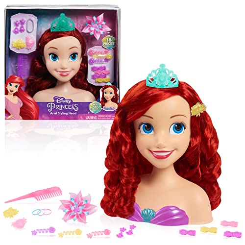 Disney Princess Ariel Styling Head, 18-pieces, Pretend Play, Kids Toys for Ages 3 Up by Just Play