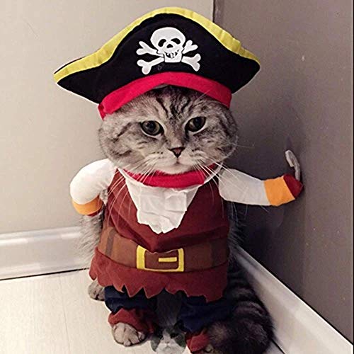 Idepet New Funny Pet Clothes Pirate Dog Cat Costume Suit Corsair Dressing up Party Apparel Clothing for Cat Dog Plus Hat (Medium)