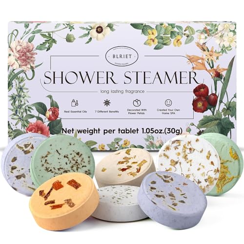 Shower Steamers Aromatherapy BLRIET 8 Pack Gifts for Women, Men, Mom, Teen Lavender Natural Essential Oil Home Spa Self Care Relaxation Stress Relief Shower Bombs Birthday Gifts Stocking Stuffers