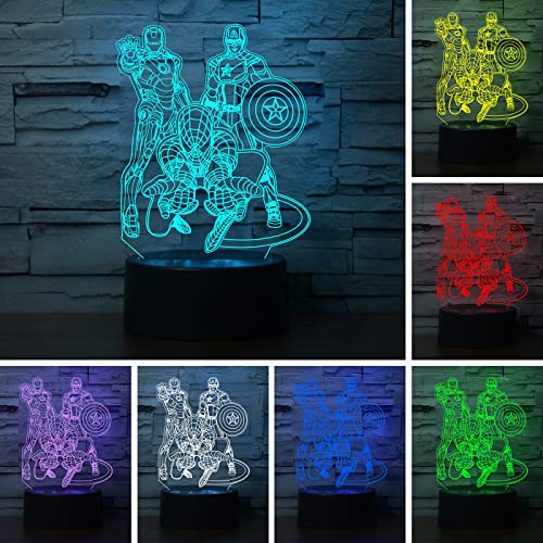 WANDAIYONG 3D Illusion LED Night Light,Visual Creative 7 Colors Gradual Changing Touch Switch USB Table Lamp for Holiday Gifts or Home Decorations