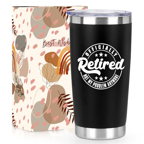 Mahrokh Retirement Gifts for Men Women 2024 - Retired Gifts for Men - Retirement Party Decorations - Best Funny Retirement Gifts for Teachers Coworkers Boss Doctors - 20 Oz Retirement Tumbler