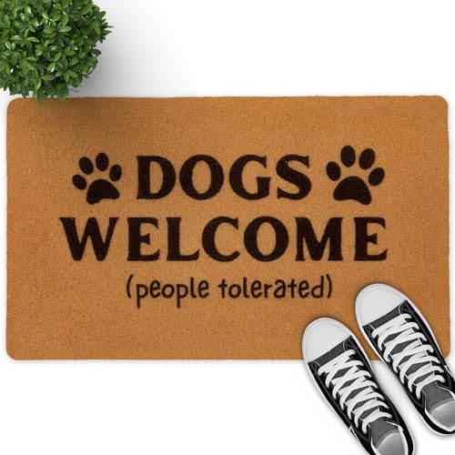 Dogs Welcome People Tolerated Large Door Mat Funny 30 X 17 Inch, Dog Welcome Door Mat, Dogs Welcome Entrance Mat, Dog Welcome Coir Mat Welcome Mat Dog Long Door Mat, Funny Door Mats Outdoor