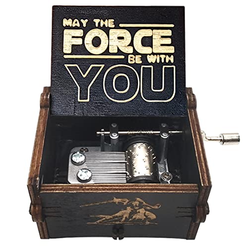 Bolunlun Star Wars music box, wooden hand crank music box, wooden toys for movie fans, gifts for boyfriends and kids, perfect for Valentine's Day, birthdays, Halloween and Christmas. (Star Wars song)