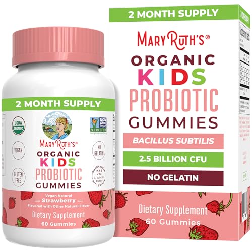 Kids Probiotics for Digestive Health | USDA Organic Probiotic Gummies | 2 Month Supply | Probiotics for Kids | Immune Support | Gut Health Supplement | Vegan | Non-GMO | Gluten Free | 60 Count