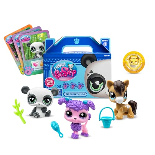 Littlest Pet Shop, Pet Surprise Three Pack - Gen 7, Pets #1 - #18, Authentic LPS Bobble Head Figure, Collectible Imagination Toy Animal, Kidults, Girls, Boys, Kids, Tweens Ages 4+