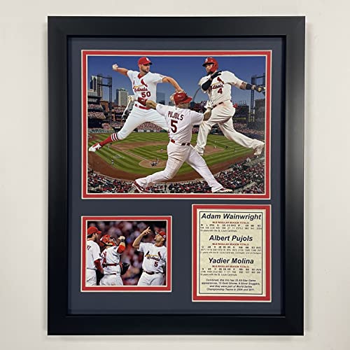 Legends Never Die, Inc. St. Louis Cardinals | The Big 3 | Molina - Wainwright - Pujols | 12'x15' Framed Photo Collage