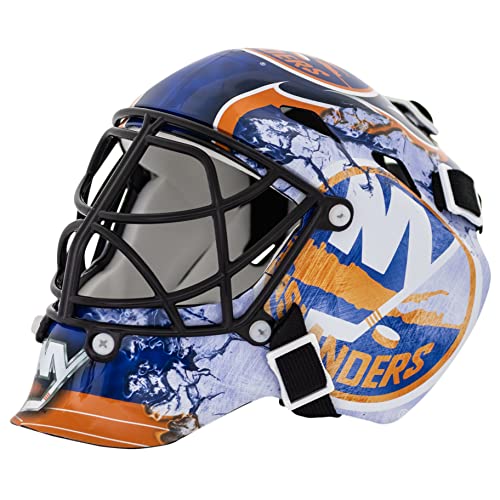 Franklin Sports New York Islanders NHL Team Logo Mini Hockey Goalie Mask with Case - Collectible Goalie Mask with Official NHL Logos and Colors
