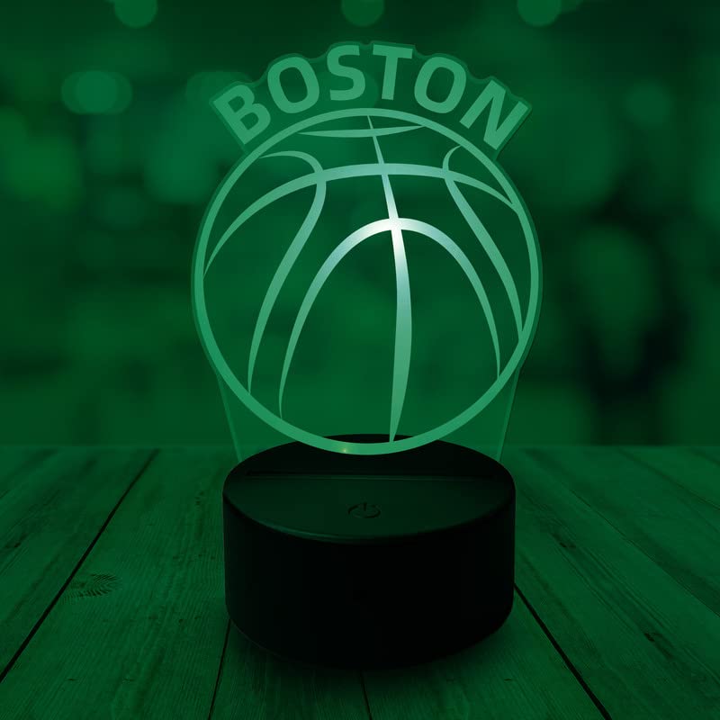 CLORURBANLIVE 3D Basketball Boston Night Light 3D Illusion Lamp for Boys Gift 16 Changing Color Remote Control Kids Room Ball Decor Lighting (Boston Multicoloured)