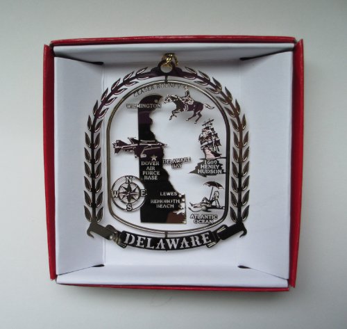 Nations Treasures Delaware Brass Christmas Ornament State Travel Souvenir Gift