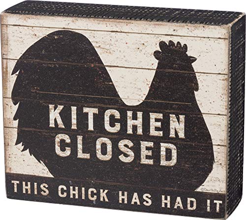 Primitives by Kathy 39386 Distressed Box Sign, Kitchen Closed , Black