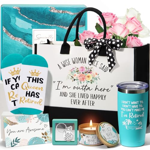 Retirement Gifts for Women 2024, Best Cool Retirement Gifts for Coworker Teacher Nurses Boss Friends Mom Grandma Retirees, Happy Retirement Gifts Funny Retired Gifts with 20Oz Tumbler Canvas Tote Bag