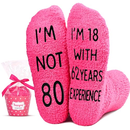 HAPPYPOP 80th Birthday Gifts for Women - Gifts for 80 Year Old Woman, Retirement Gifts for Older Elderly Women Her, Old Lady Socks