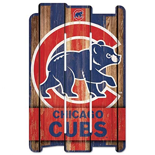 Wincraft MLB Chicago Cubs Wood Fence Sign, Black