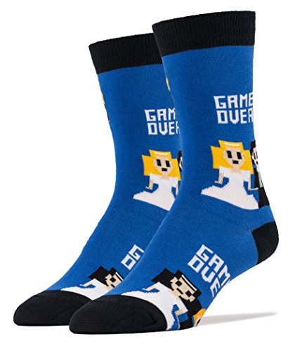 ooohyeah Men's Novelty Crew Socks for Adult Humor, Funny Crazy Silly Socks, Game Over