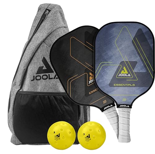 JOOLA Essentials Pickleball Paddles Set with Reinforced Fiberglass Surface and Honeycomb Polypropylene Core - Includes 2 Pickleball Rackets, 2 Pickleball Balls, and Sling Bag