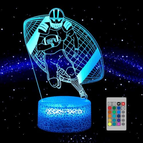 LEDERGO Football Night Light for Boys, 3D Illusion Night Lamp16 Colors Changing with Smart Touch & Remote Control Bedroom Decor Lamp Christmas Birthday Gifts for Kids Children's Day Girls