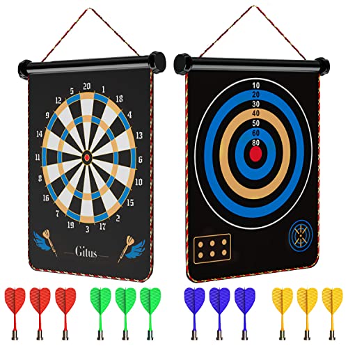 Gitus Magnetic Dart Board Indoor Outdoor Games for Kids with 12 Darts, Gifts for Teenage Boys Teen Boys Gift Ideas Gifts for Boys 8 9 10 11 12 13 14 Years Old Game Room Decor