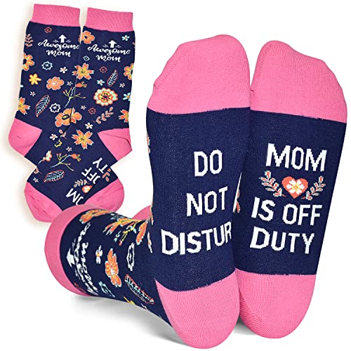 GOLIN Mom Socks, Funny Mother Birthday Gift for Mom Grandma, Mom is Off Duty Socks