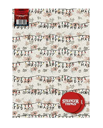 Danilo Promotions Limited Stranger Things Wrapping Paper, The Upside Down Gift Wrapping, 2 Sheets 2 Tags Stranger Things