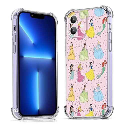 Oqplog Dishini Princess TPU Case for iPhone 12 Cartoon Clear Cute Girly Character Fun Cases for Girls Kids Boys Teens,Kawaii Soft Shell Unique Cool Funny Phone Cover for iPhone 12 6.1 Inches