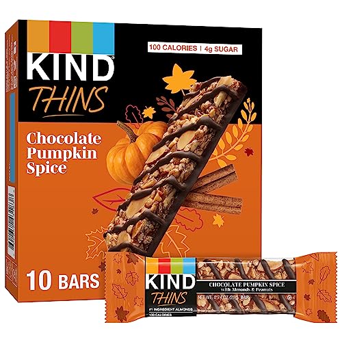 KIND THINS Chocolate Pumpkin Spice with Almonds & Peanuts, Gluten Free, 100 Calorie, Healthy Snacks (Pack of 1, 10 Count Total)