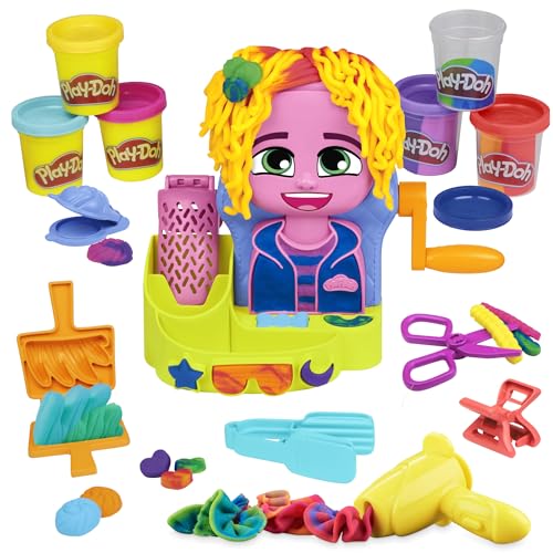 Play-Doh Hair Stylin' Salon Playset with 6 Cans, Pretend Play Toys for Girls and Boys Ages 3 and Up