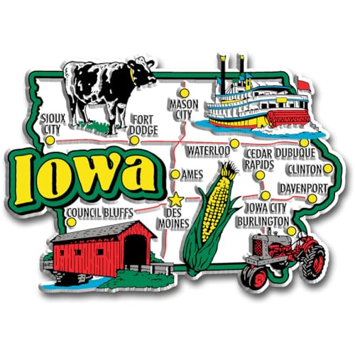 Iowa Jumbo State Magnet by Classic Magnets, 3.8' x 2.7', Collectible Souvenirs Made in The USA