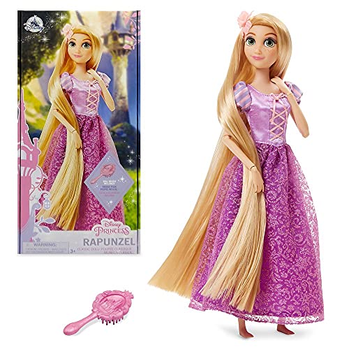 Disney Store Official Princess Classic Doll (Rapunzel from Tangled), 11 Inches, Includes Brush with Molded Details, Fully Posable Toy in Classic Outfit Princess Toys for Girls