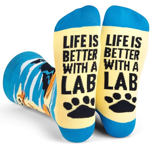 Life is Better With a Lab - Dog Socks for Labrador Retriever Owners (Chocolate Lab, Yellow Lab, Black Lab) Funny Gift For Dog Lovers - Unisex for Men & Women, One Size