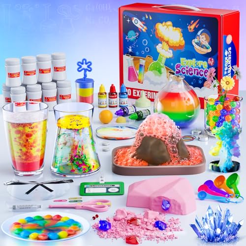 90 Lab Experiments Science Kit for Kids, STEM Activities Educational Scientist Toys Gifts for Age 6-12 Year Old Boys Girls, Chemistry and Physics Set Toys, Volcano Eruption