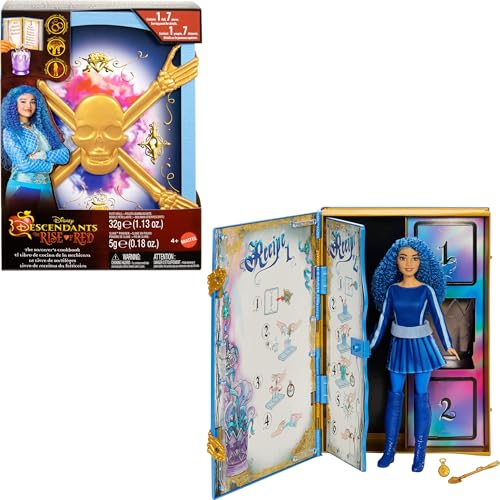 Mattel Disney Descendants: The Rise of Red Doll & Playset, The Sorcerer’s Cookbook with Princess Chloe Charming, Daughter of Cinderella, Mix for Surprise