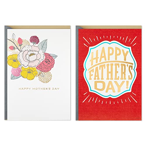 Hallmark Good Mail Pack of 1 Mothers Day Card and 1 Fathers Day Card (A Day As Wonderful As You, Amazing Dad)