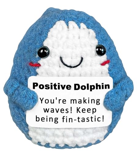 Krinisou Positive Crochet Dolphin Gifts, Emotional Inspirational Support Sea Animals Dolphin Gifts for Women Men, Mini Cute Dolphin Decor for Home