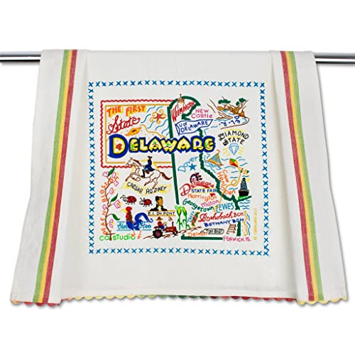 Catstudio Delaware Dish Towel - U.S. State Souvenir Kitchen and Hand Towel with Original Artwork - Perfect Tea Towel for Delaware Lovers, Travel Souvenir