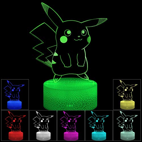 JIAKAI 3D Illusion Night Light,7 Colors Gradual Changing Touch Switch USB Table Lamp for Holiday Gifts or Home Decorations (01) BPKQ