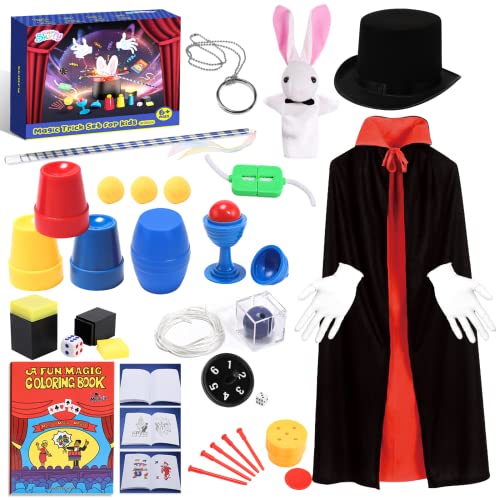 Skirfy Magic Tricks-Magic Kit for Kids Age 6-8,Magic Set with Magician Costume,Magic Wand, for Kids Boys Girls Ages 6 7 8 9 10 11 12