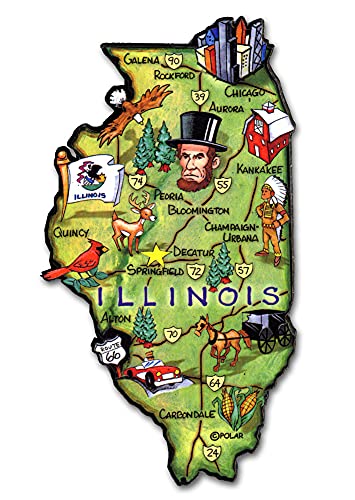 Illinois Artwood State Magnet Collectible Souvenir by Classic Magnets