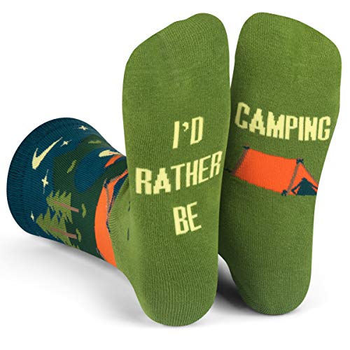 I'd Rather Be - Funny Socks For Men & Women - Gifts For Golfing, Hunting, Camping, Hiking, Skiing, Reading, Sports and more (US, Alpha, One Size, Regular, Regular, Camping)